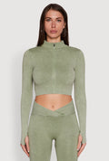 Seamless Mineral Wash Crop Track Jacket