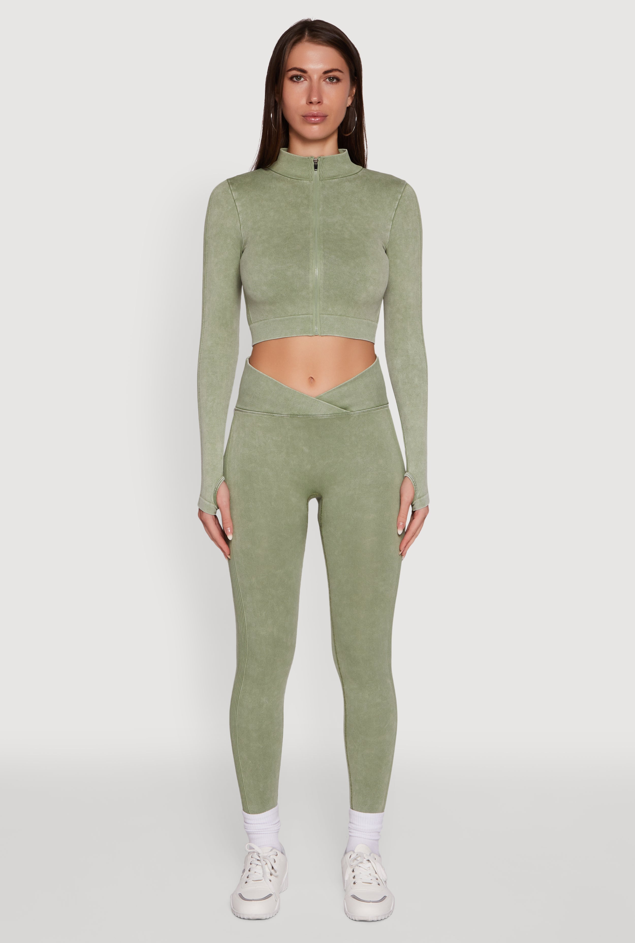 Seamless Mineral Wash Crop Track Jacket