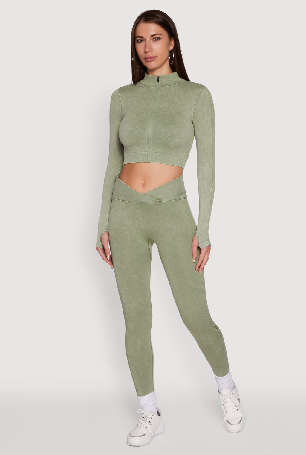Seamless Mineral Wash Crop Track Jacket