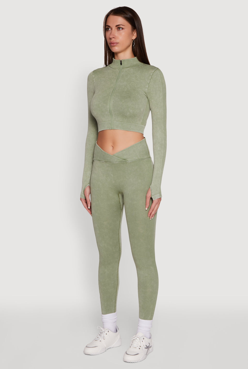 Seamless Mineral Wash Crop Track Jacket