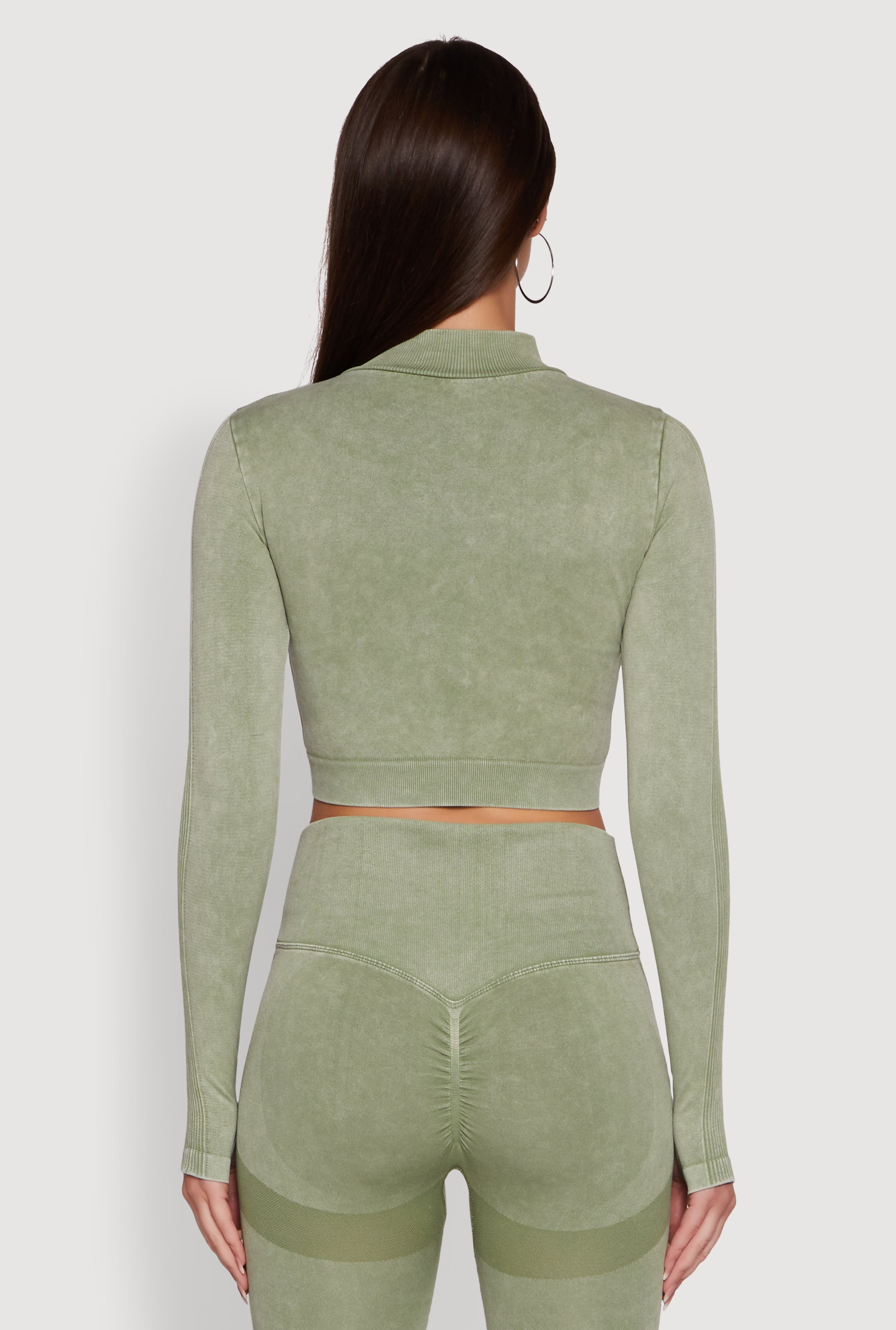 Seamless Mineral Wash Crop Track Jacket
