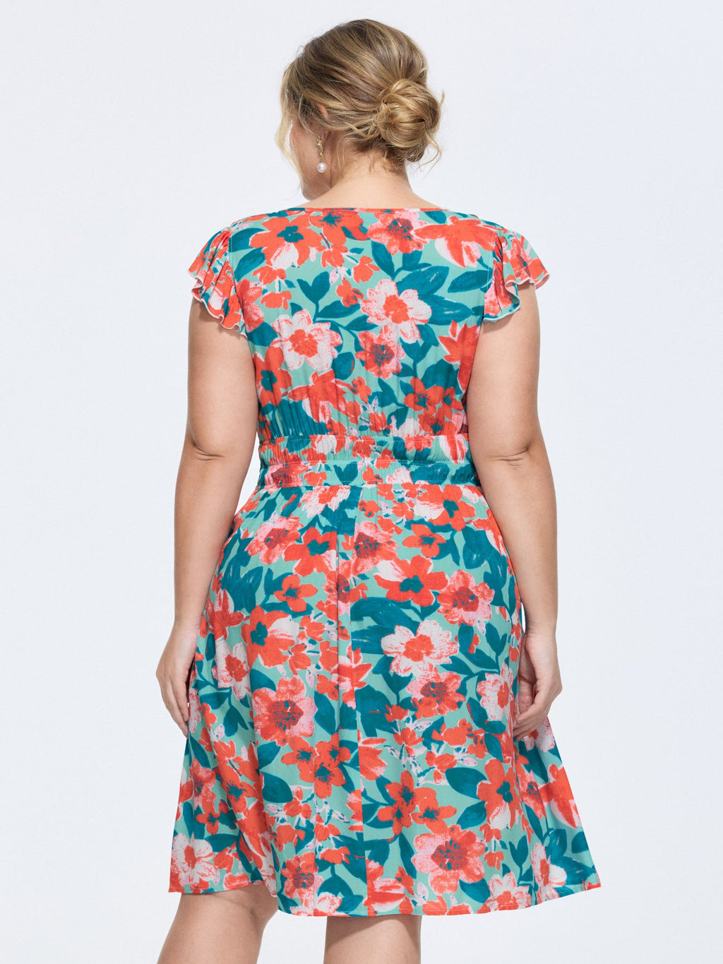 Floral Three-Layered Stretchy Waist Mini Dress