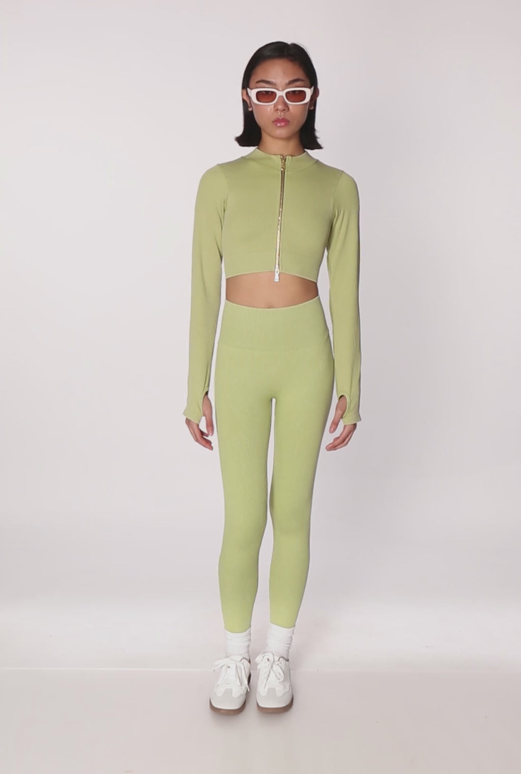 Daisy Ribbed Knit Cropped Track Jacket