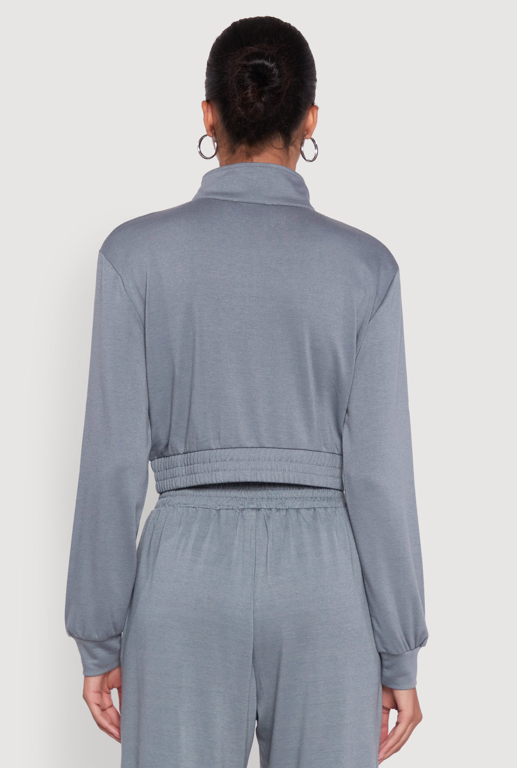 Color Block Cropped Zip Front Track Jacket