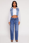 WAX Distressed Hooded Jean Jacket