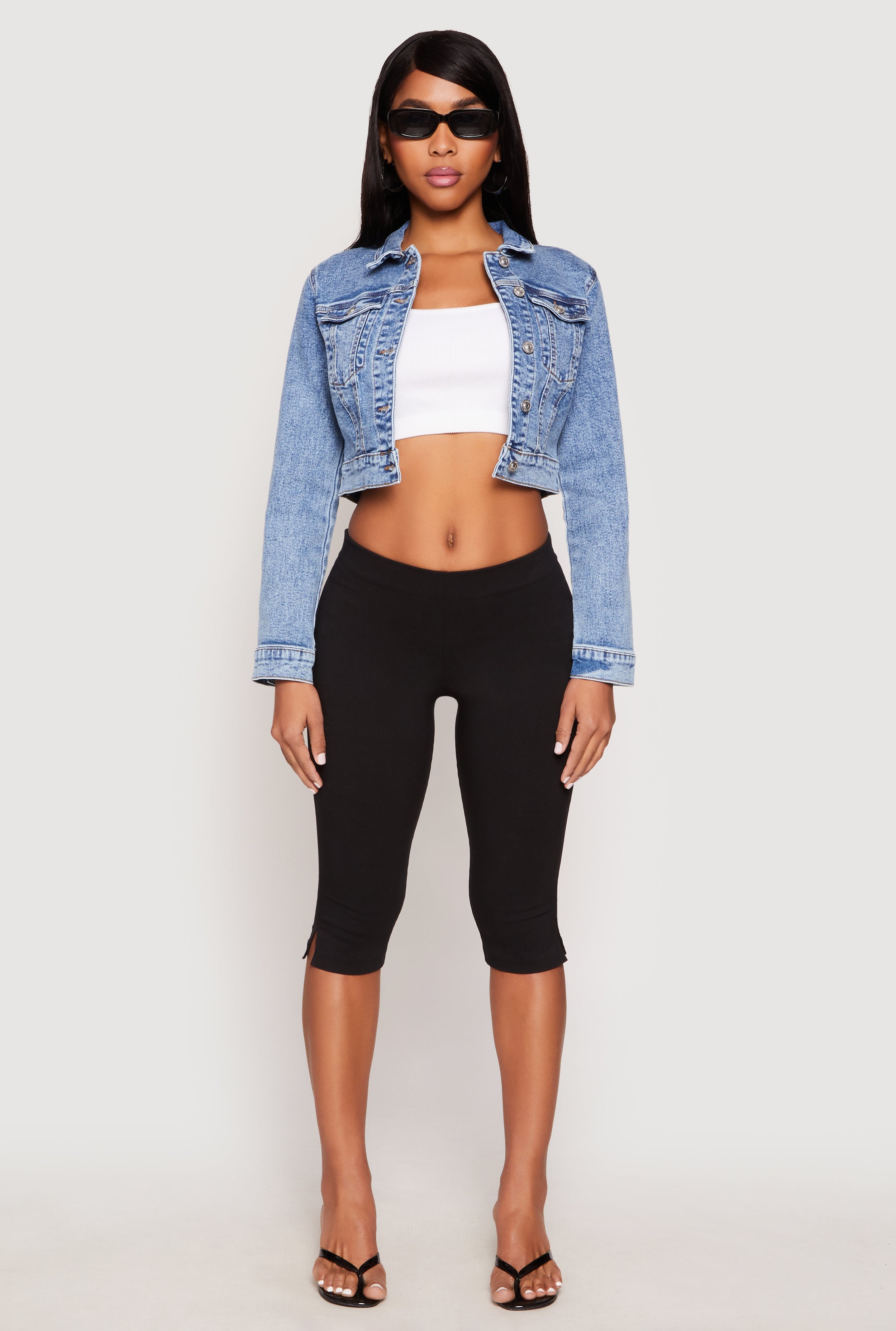 WAX Mineral Wash Cropped Denim Jacket
