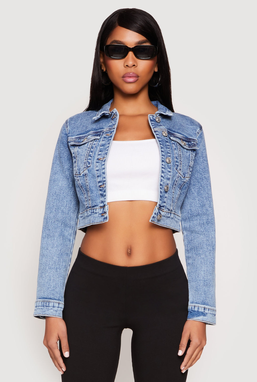 WAX Mineral Wash Cropped Denim Jacket