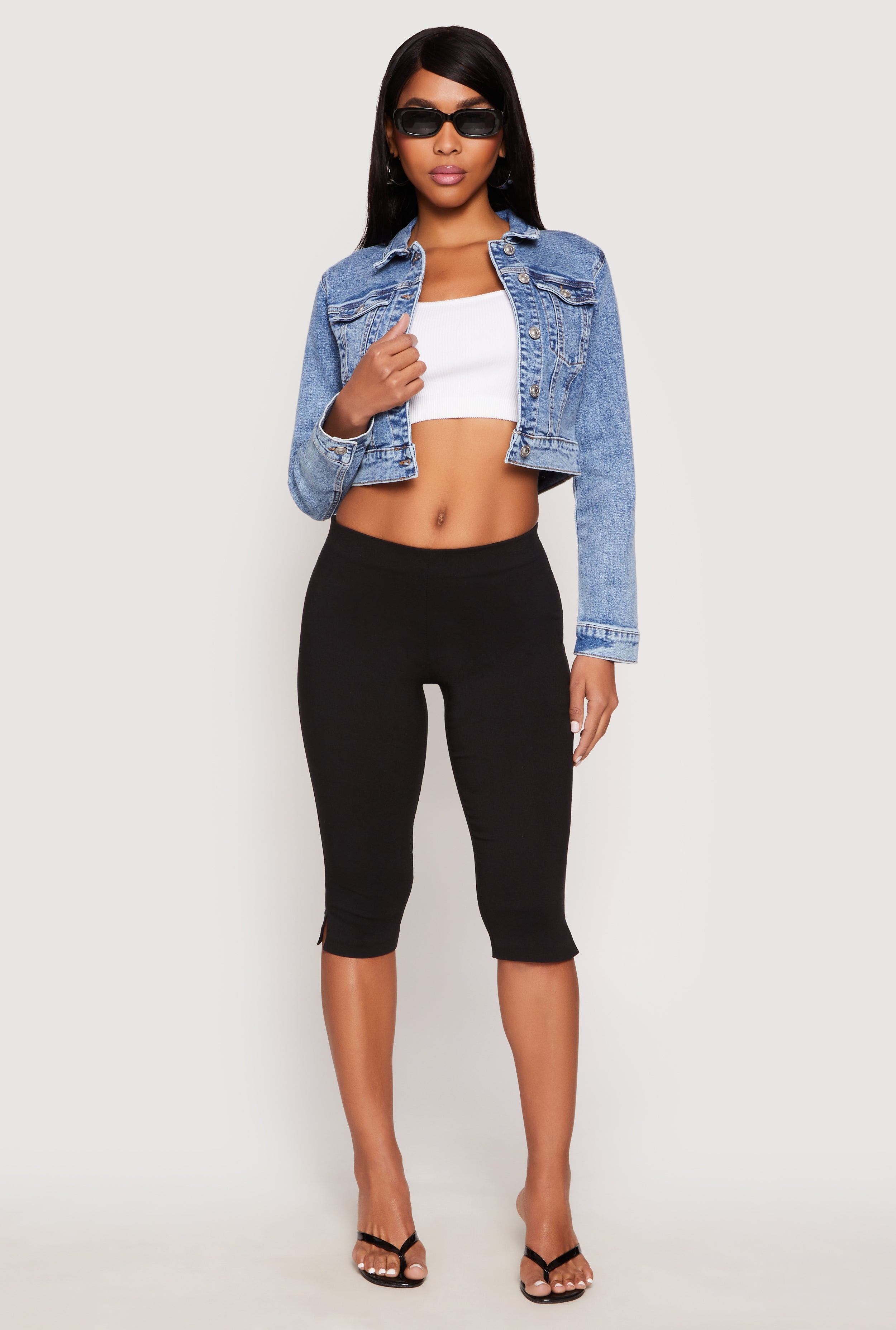 WAX Mineral Wash Cropped Denim Jacket