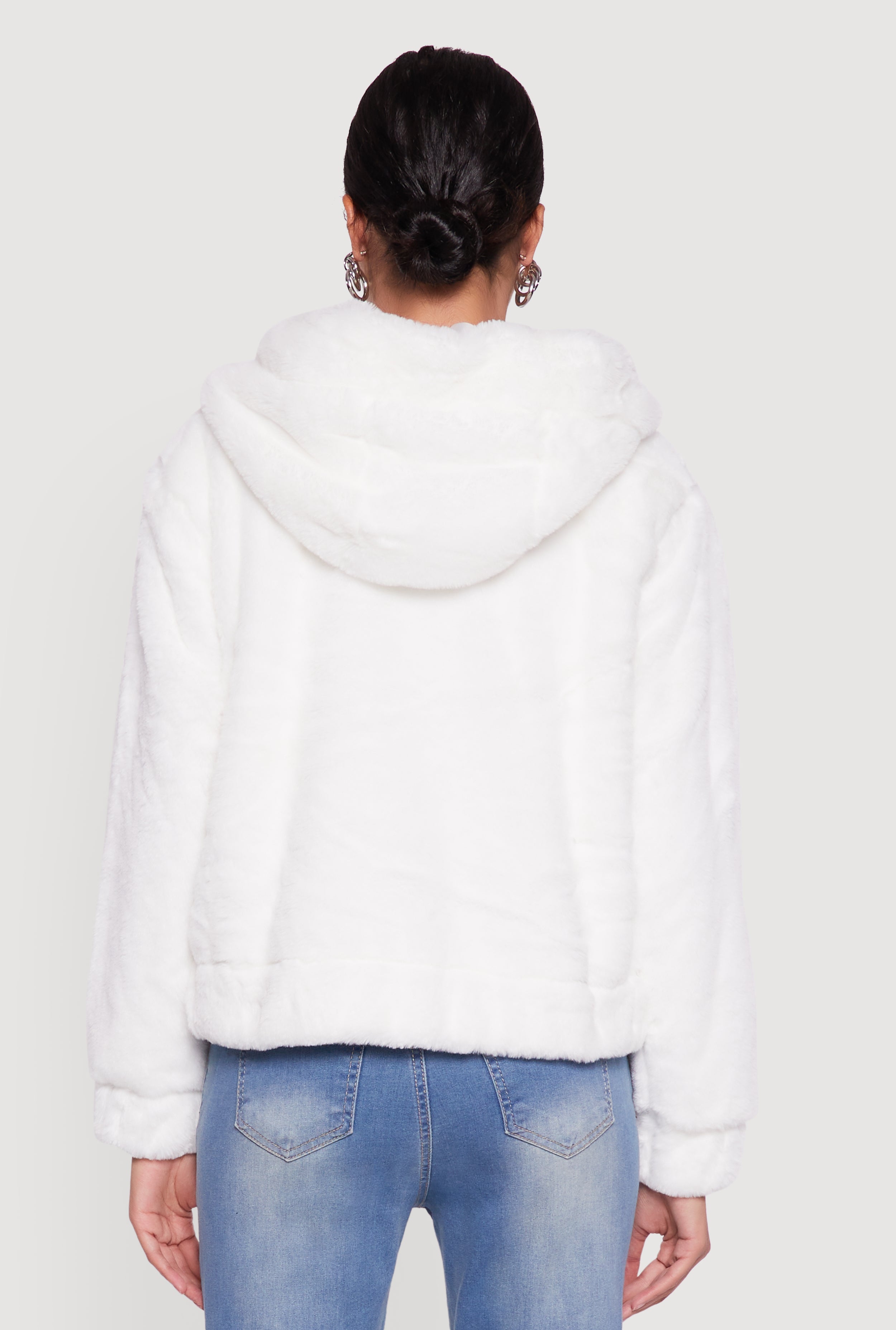 Hooded Faux Fur Bomber Jacket