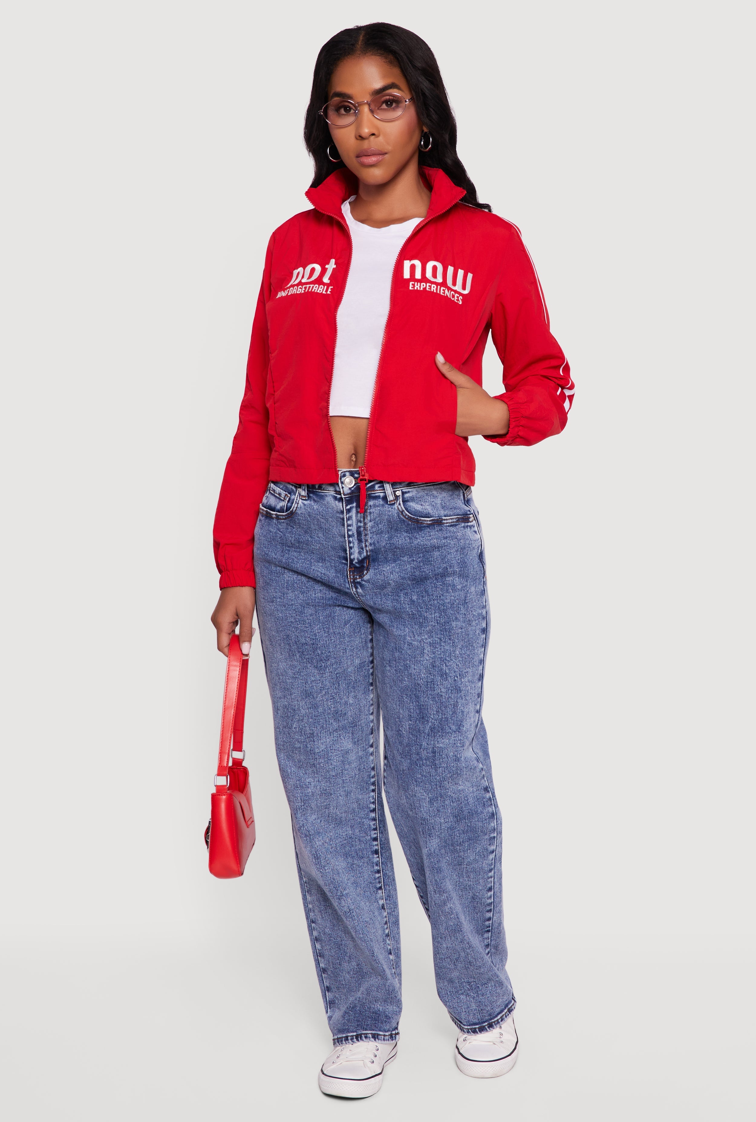 Nylon Not Now Graphic Mock Neck Windbreaker