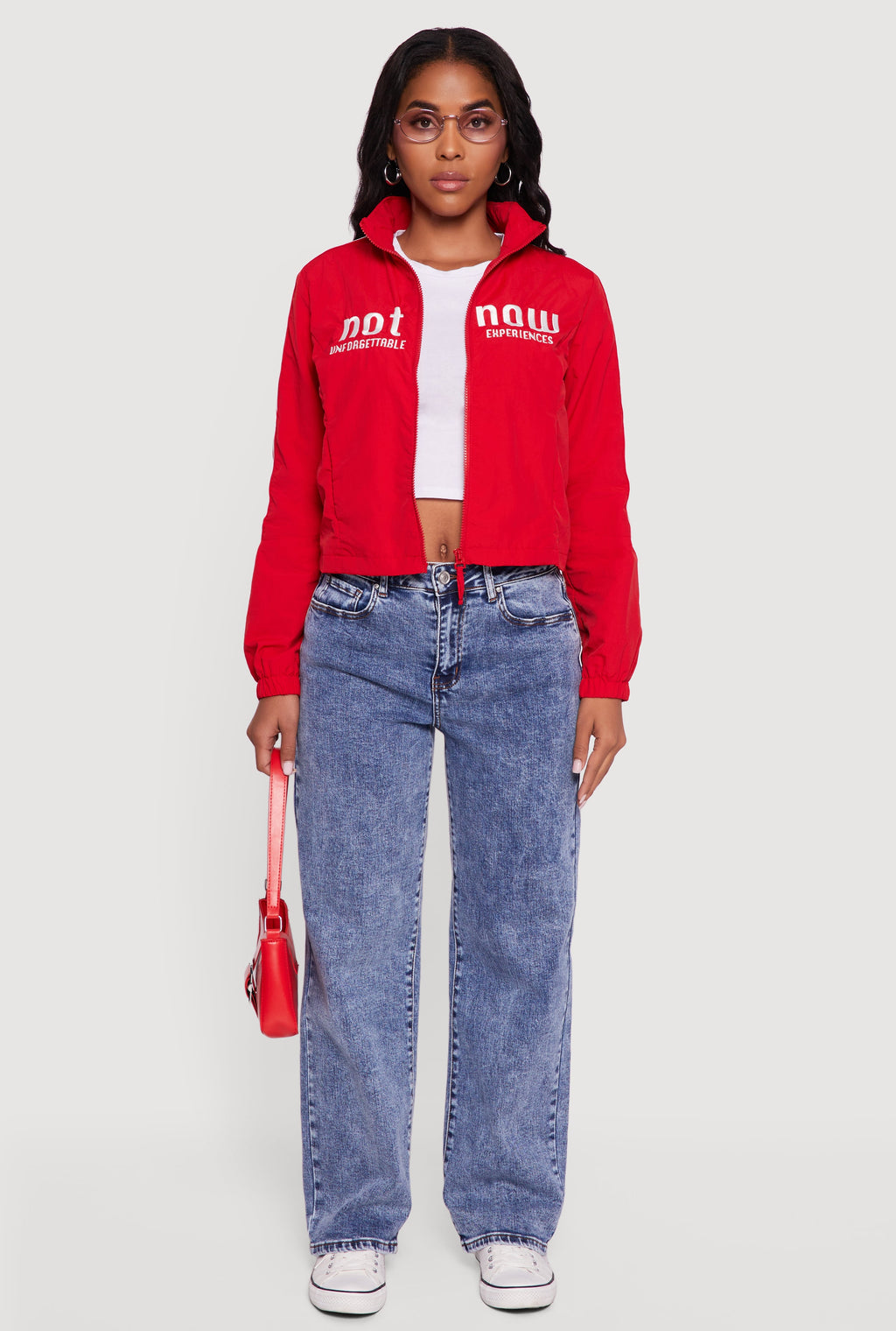 Nylon Not Now Graphic Mock Neck Windbreaker
