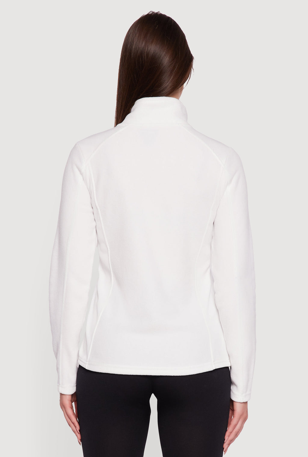 Fleece Zip Front Mock Neck Long Sleeve Jacket