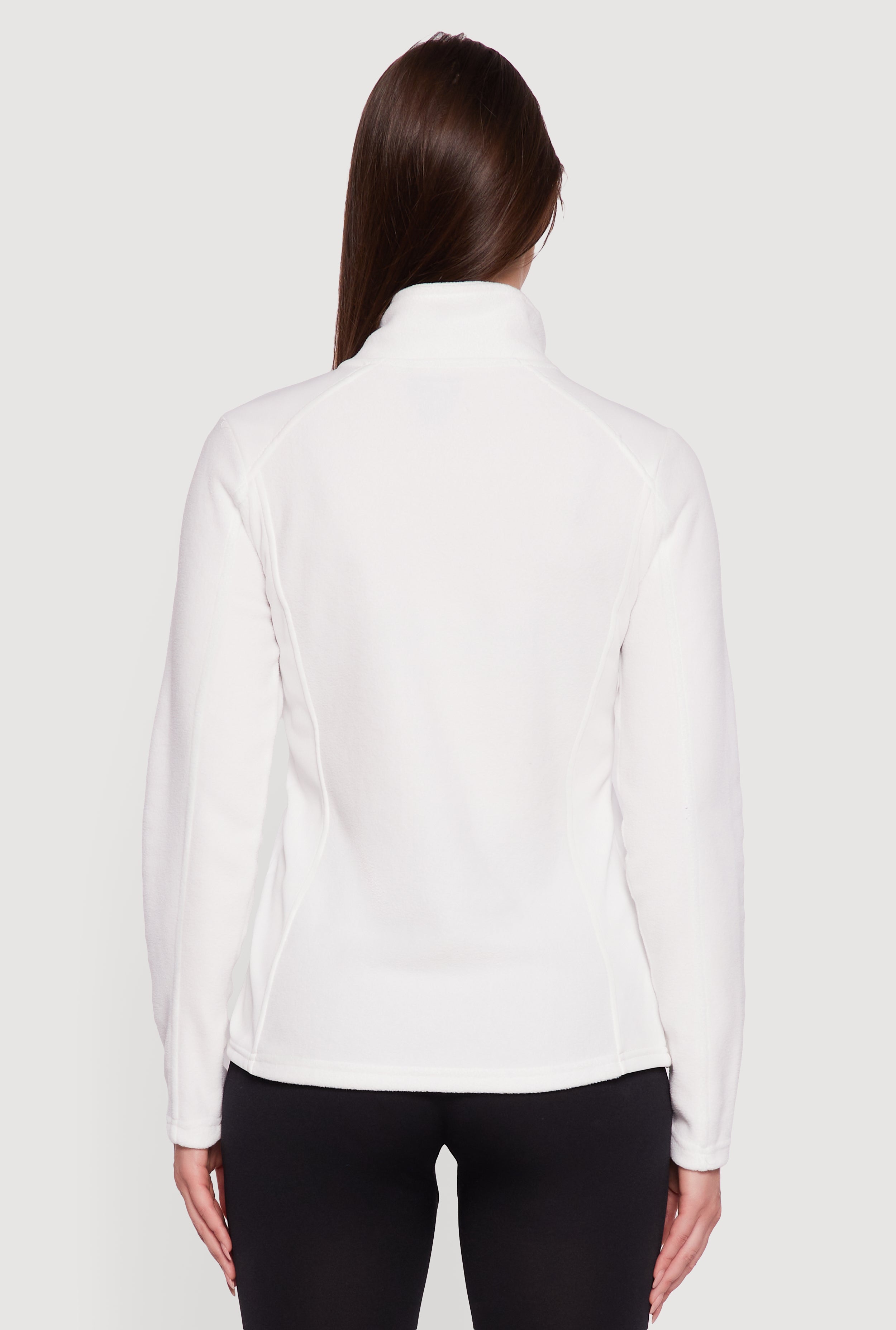 Fleece Zip Front Mock Neck Long Sleeve Jacket