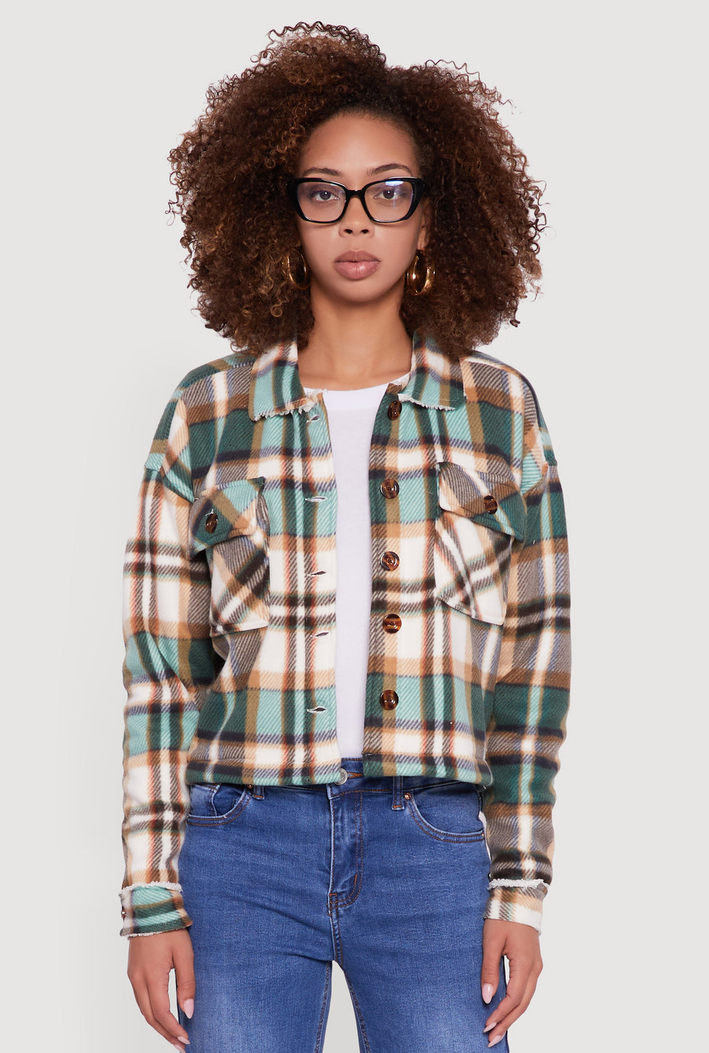 Collared Sherpa Lined Plaid Shacket