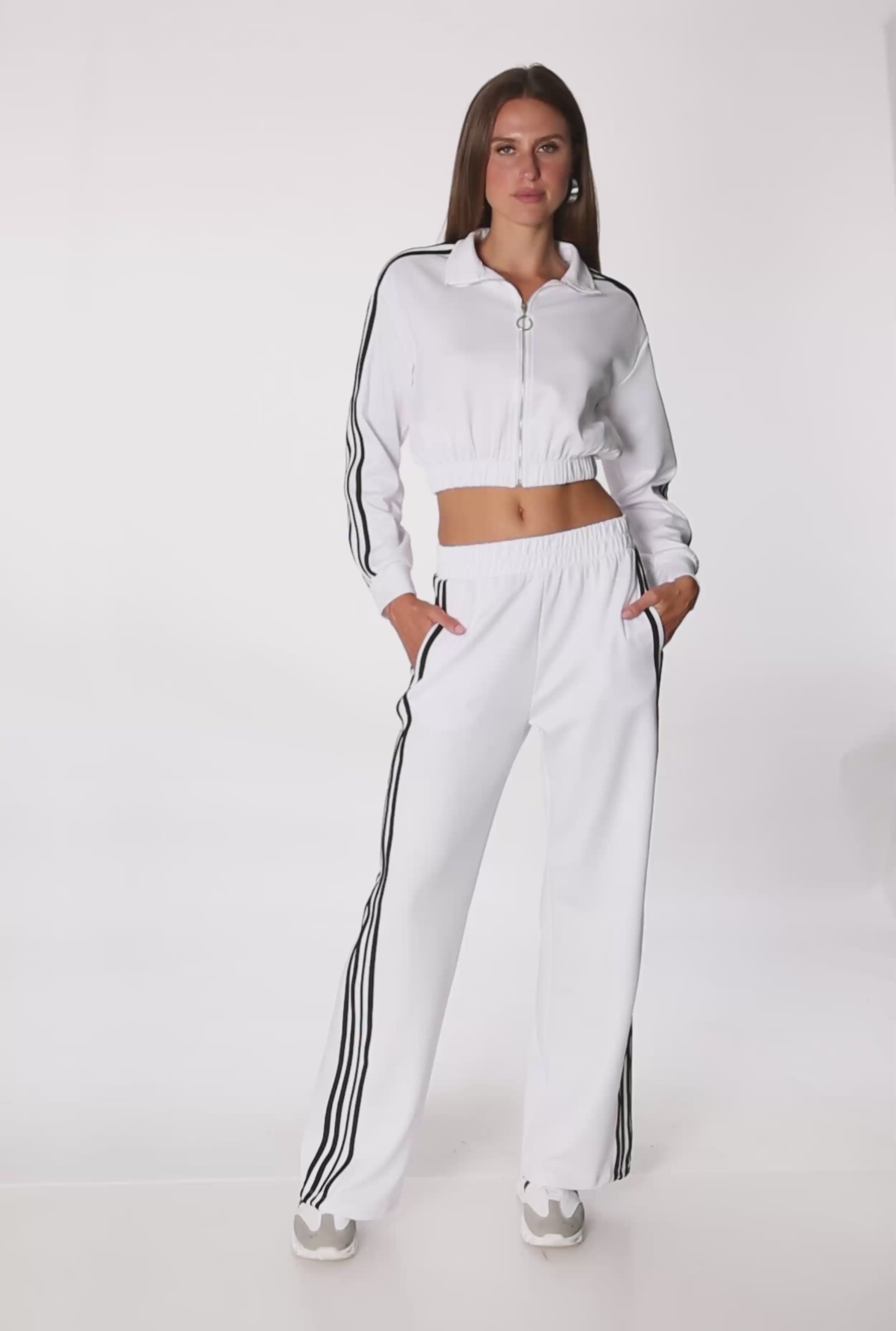 Collared Contrast Trim Zip Front Track Jacket