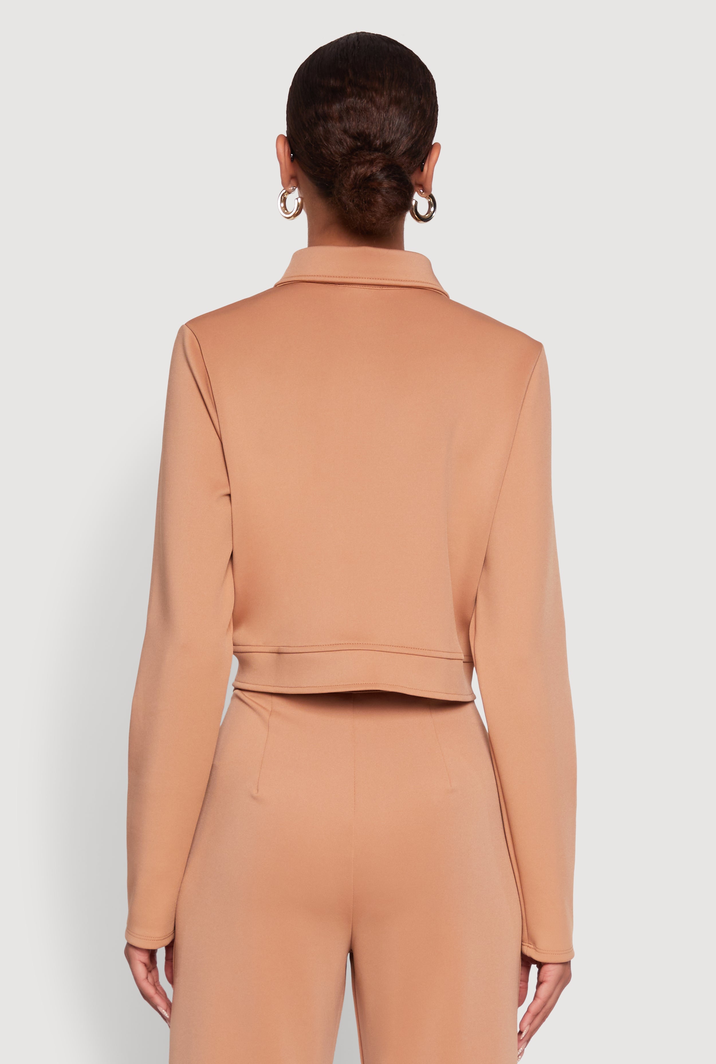 Scuba Metallic Button Front Cropped Shacket