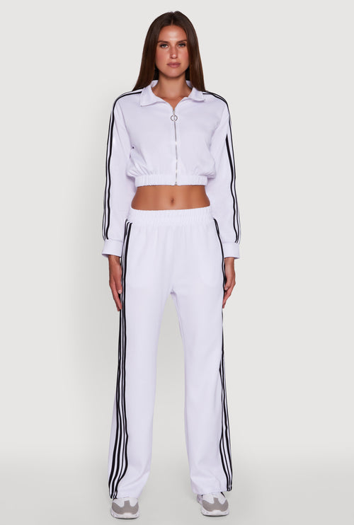 Collared Contrast Trim Zip Front Track Jacket