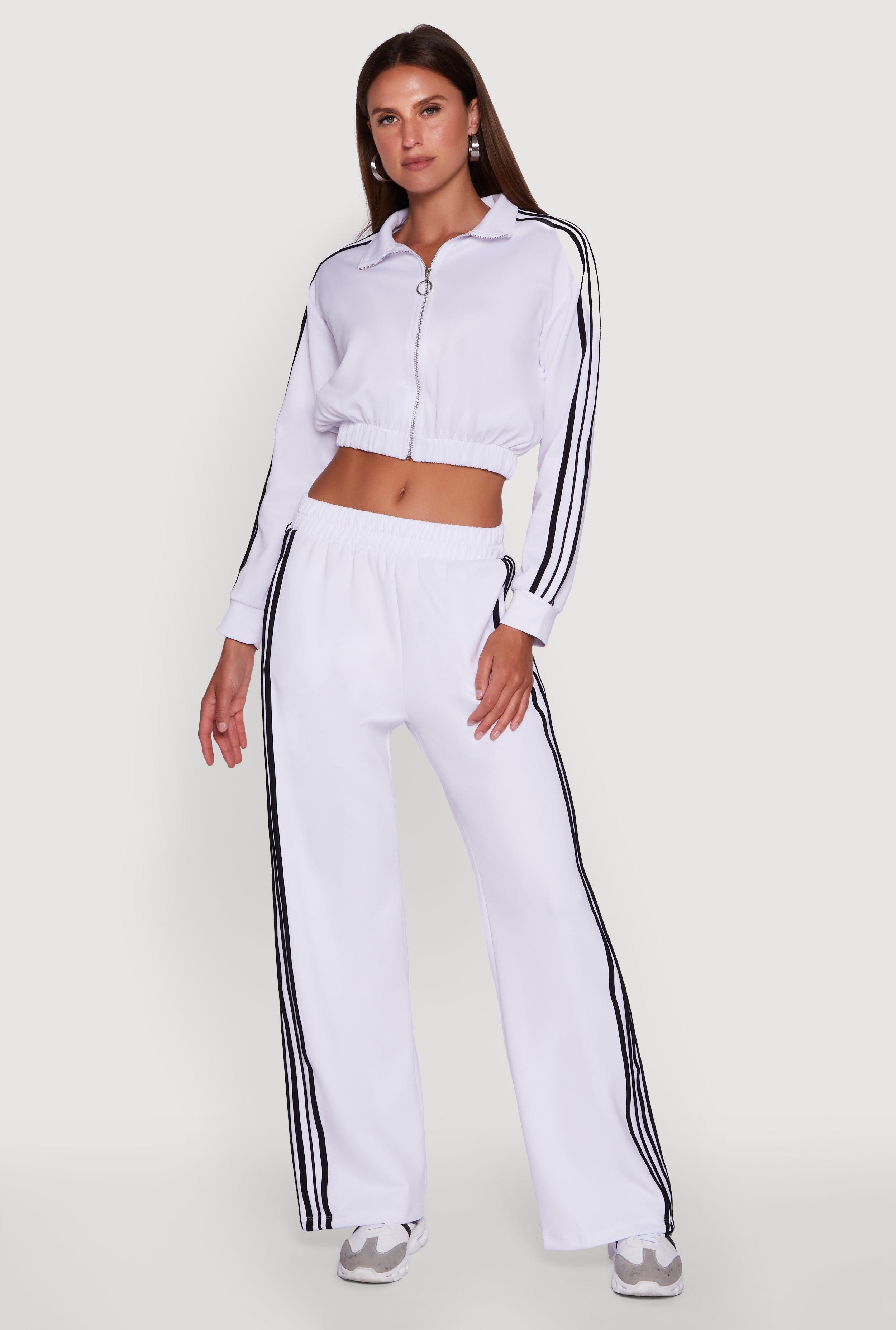 Collared Contrast Trim Zip Front Track Jacket