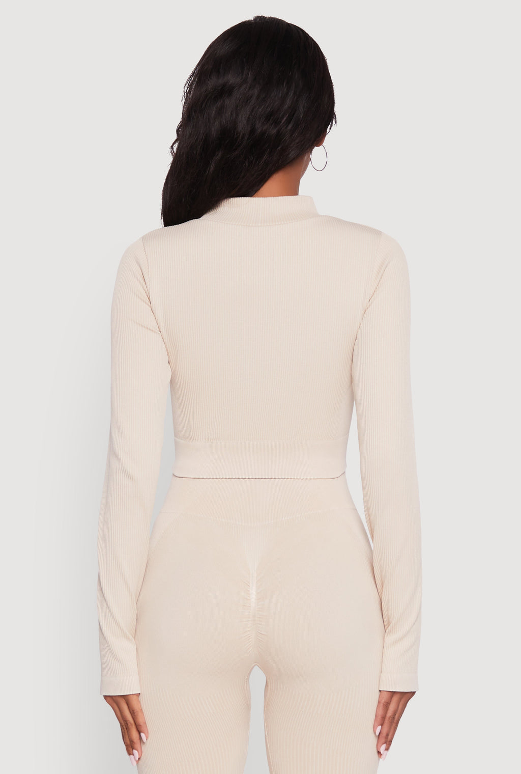 Seamless Ribbed Zip Front Cropped Track Jacket