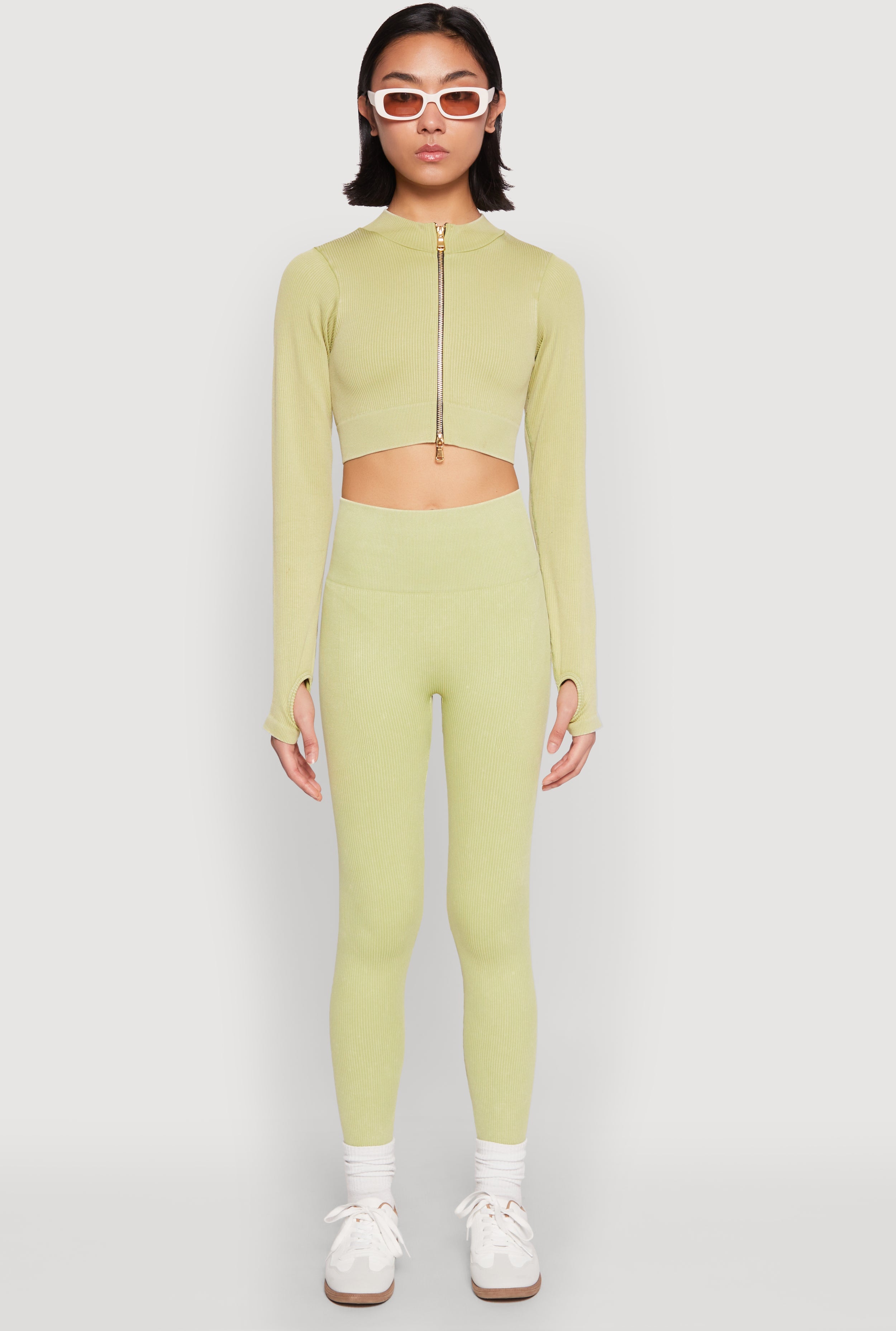 Daisy Ribbed Knit Cropped Track Jacket