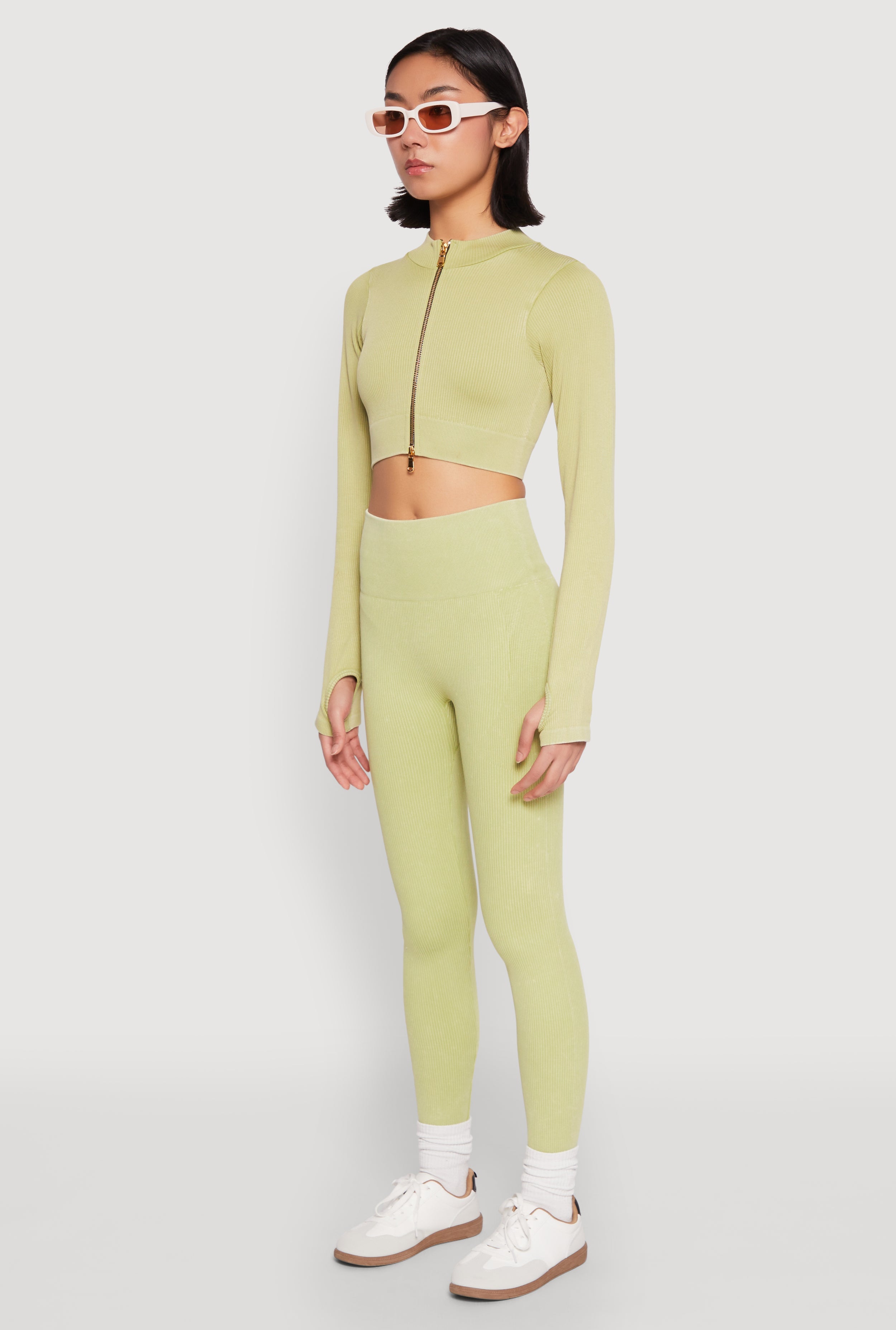 Daisy Ribbed Knit Cropped Track Jacket