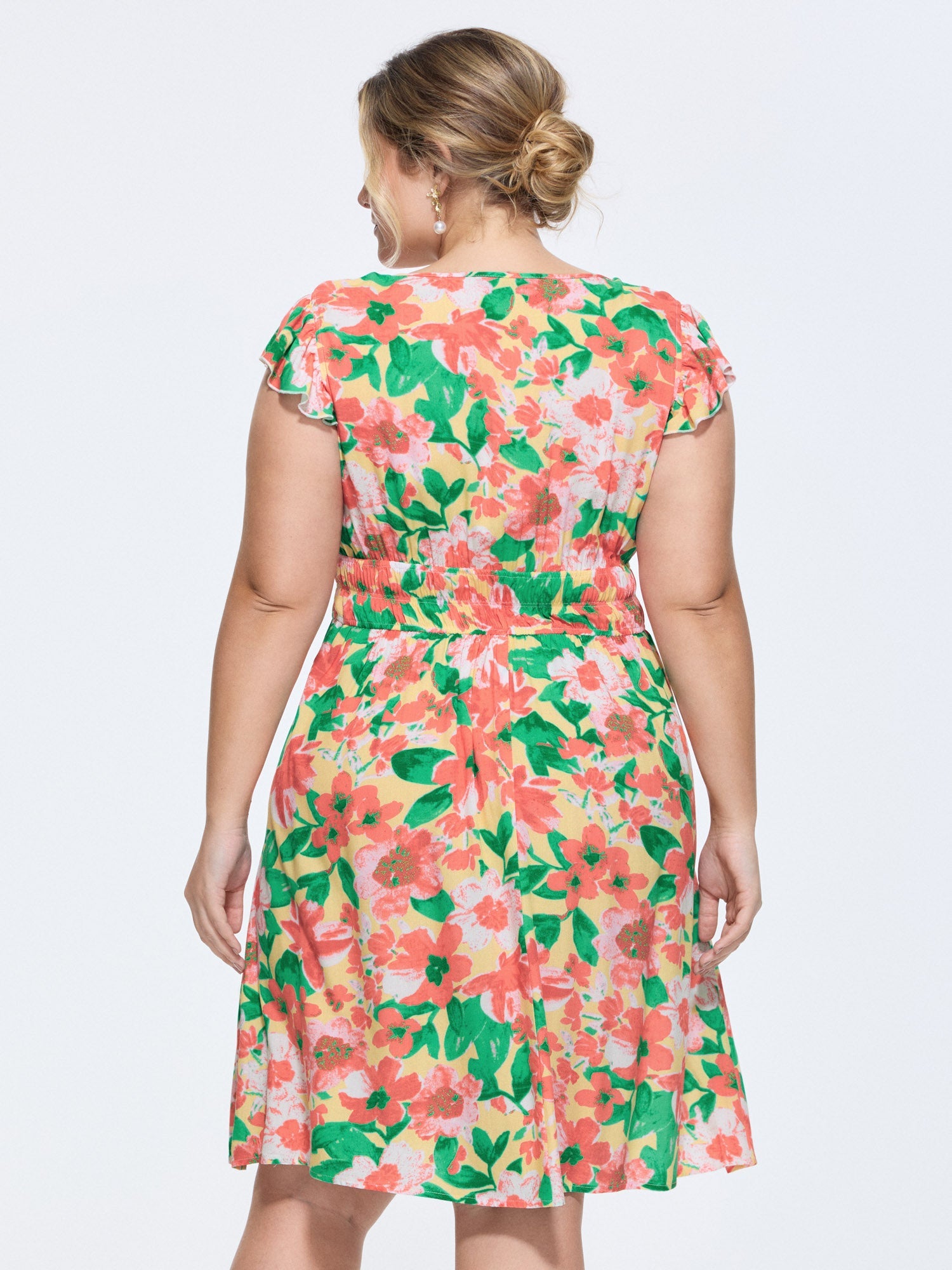 Floral Three-Layered Stretchy Waist Mini Dress
