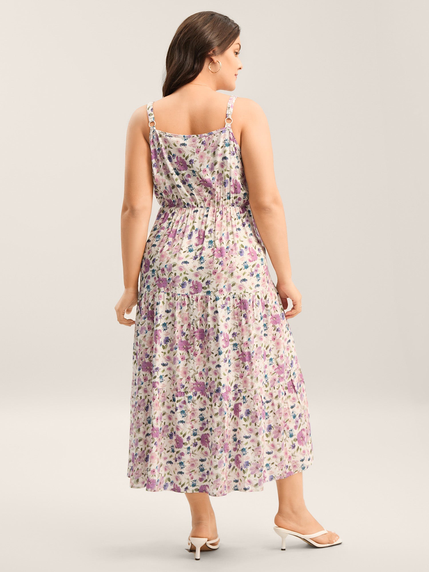 Dreamy Floral Rayon Neck Tie Midi Dress