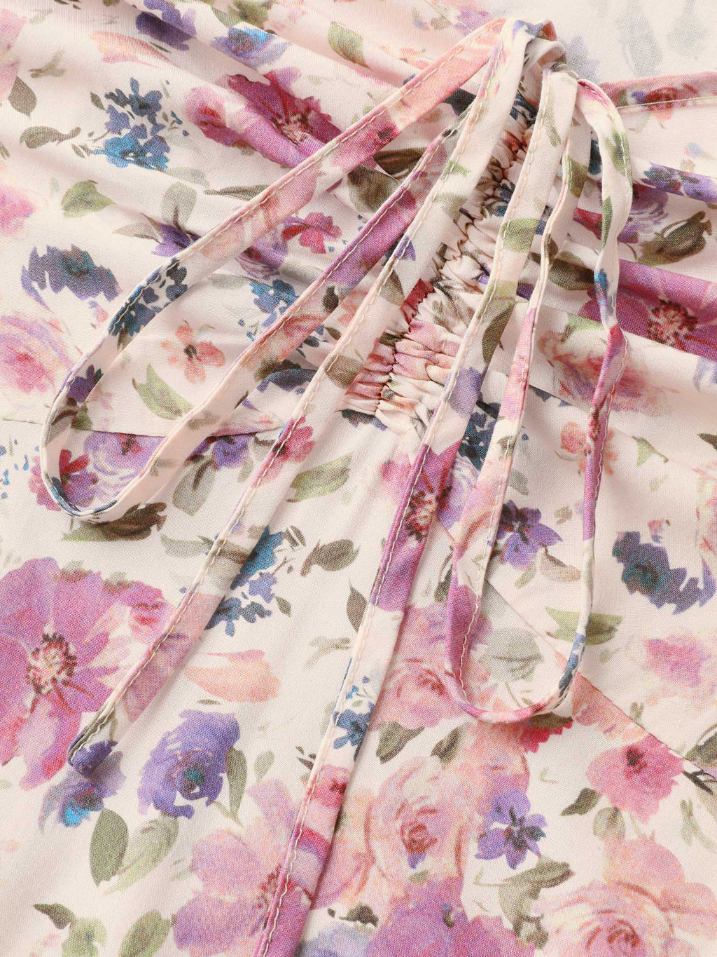 Dreamy Floral Rayon Neck Tie Midi Dress