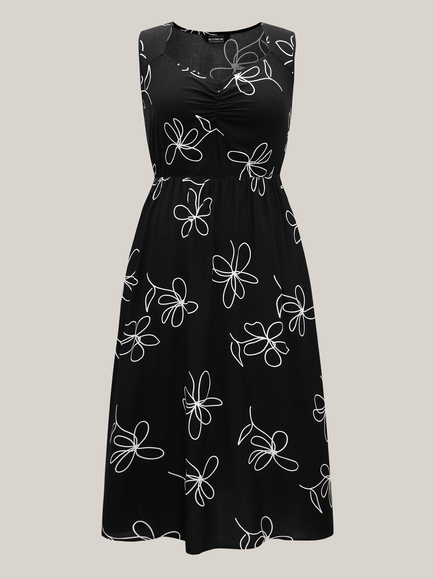 Rayon Floral Print Pockets Sleeveless Midi Dress