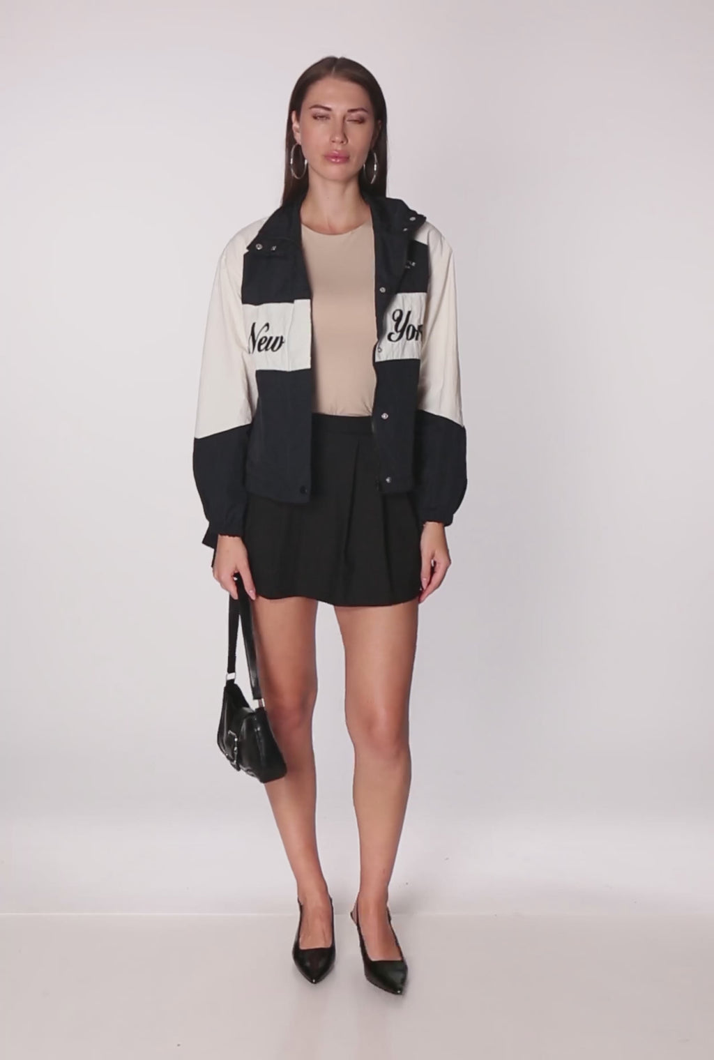 Color Blocked The Big Apple Graphic Windbreaker Jacket