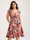Floral Three-Layered Stretchy Waist Mini Dress