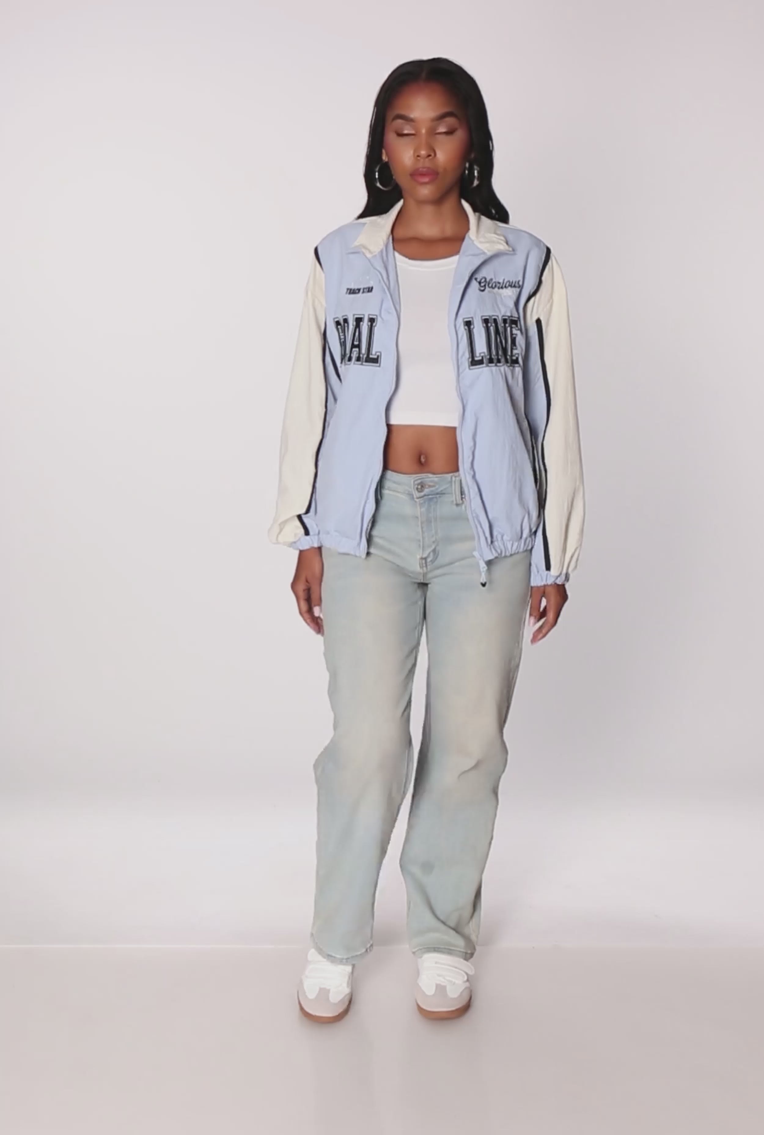 Color Blocked Goal Line Graphic Windbreaker Jacket