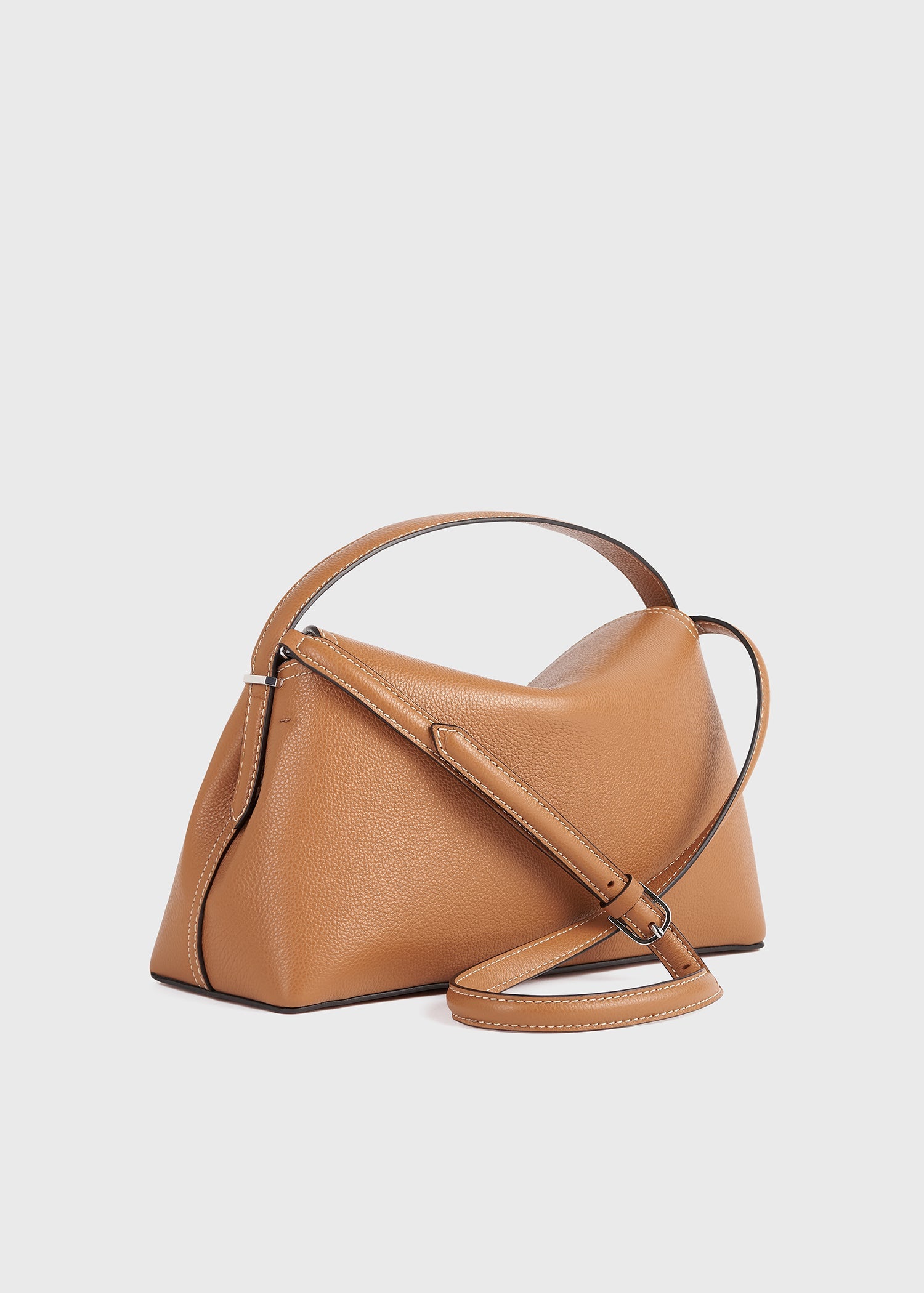 T-lock grained-leather top handle tan