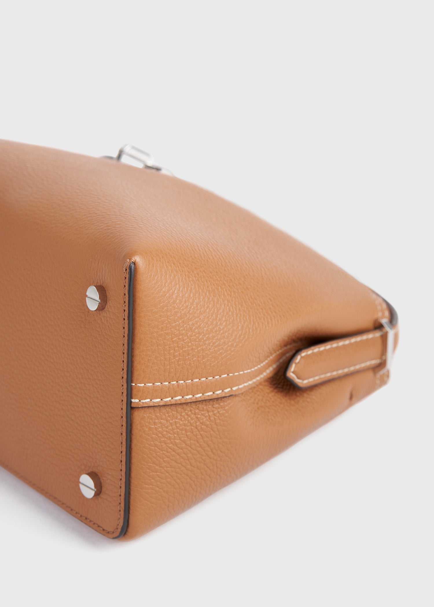 T-lock grained-leather top handle tan