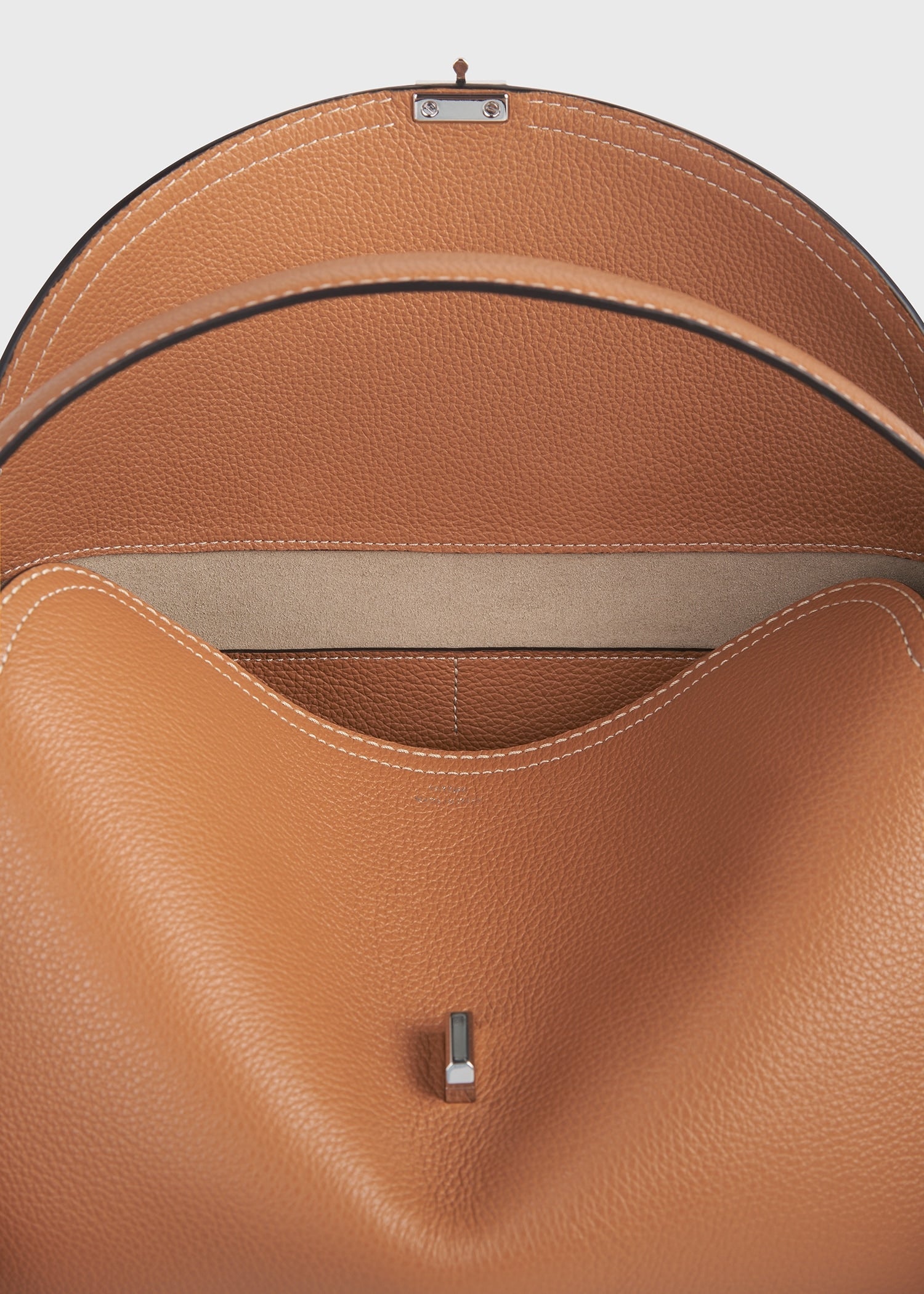 T-lock grained-leather top handle tan