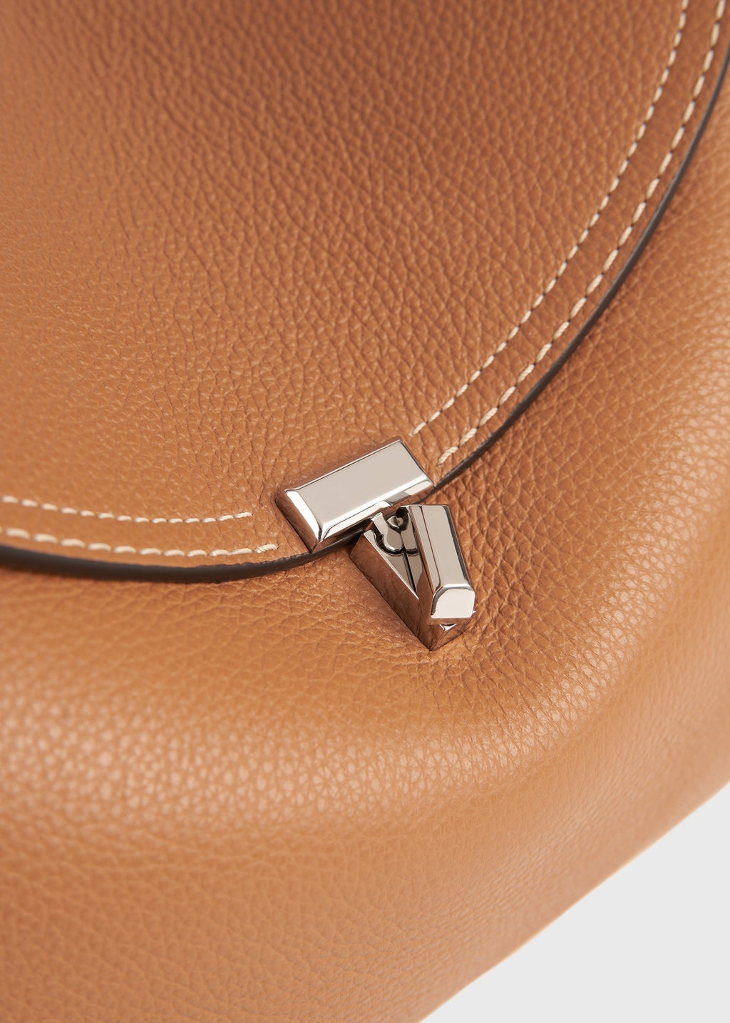 T-lock grained-leather top handle tan