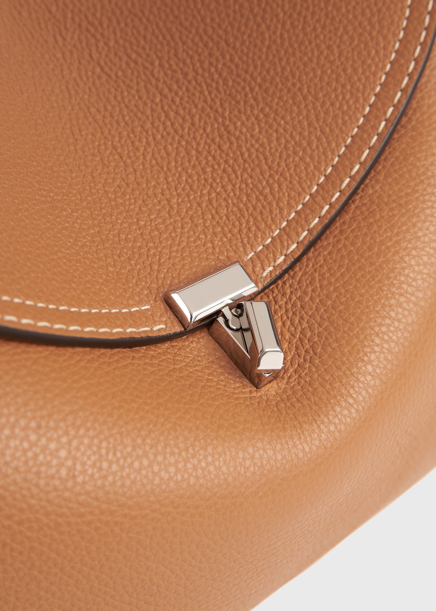 T-lock grained-leather top handle tan