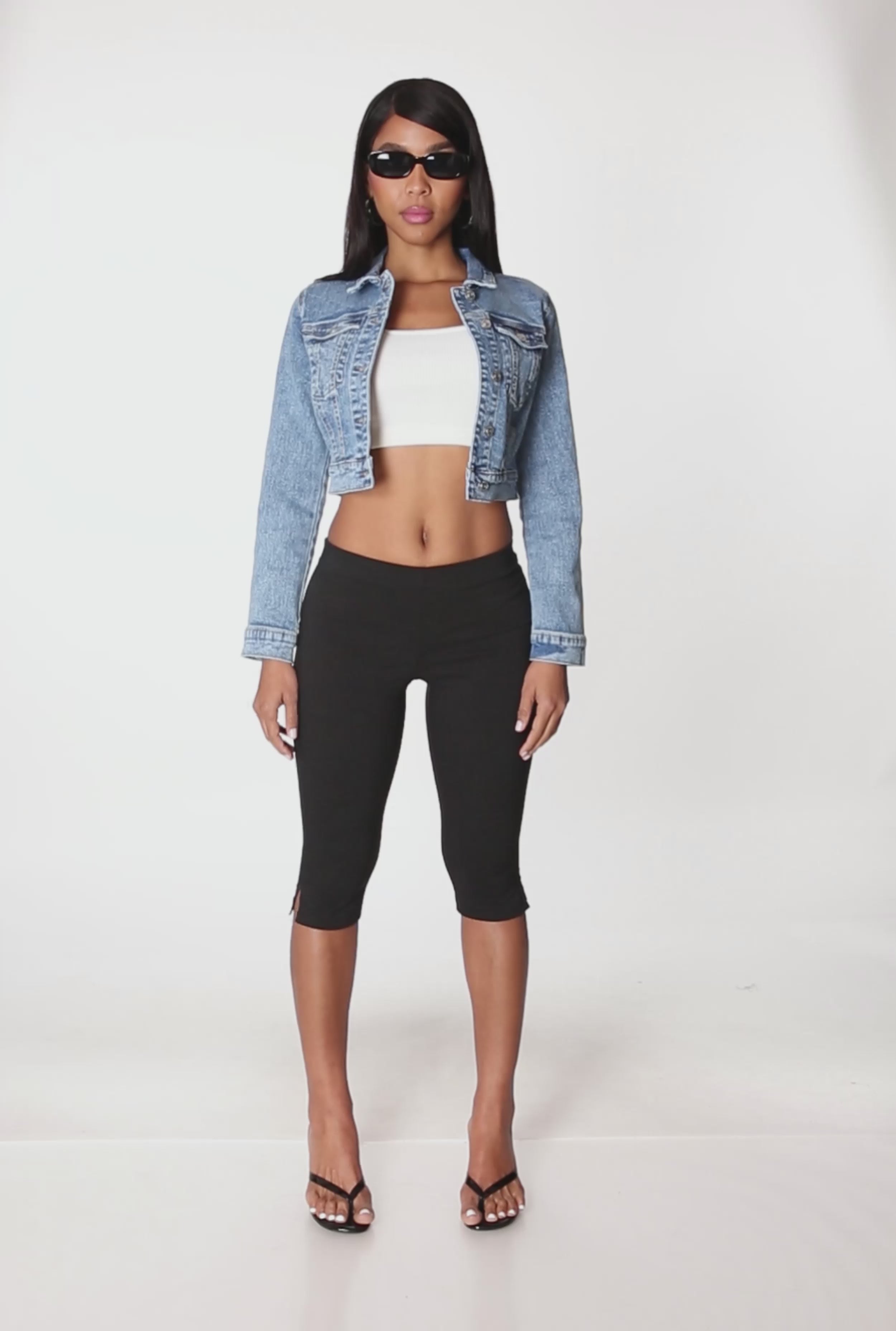 WAX Mineral Wash Cropped Denim Jacket