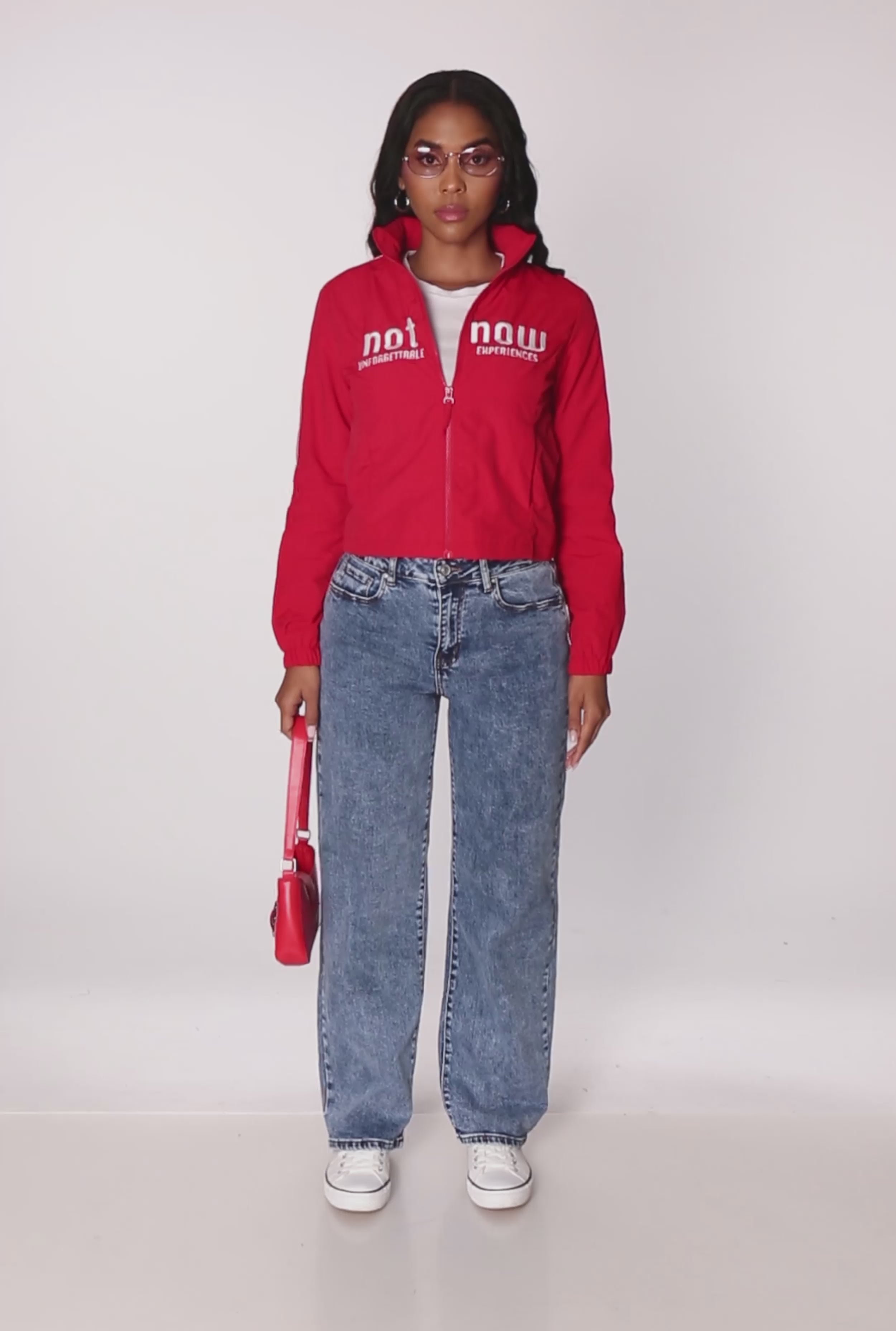 Nylon Not Now Graphic Mock Neck Windbreaker